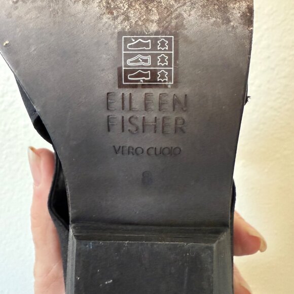 Eileen Fisher Walt Black Leather Cross Strap Ankle Boots Size 8 - Picture 9 of 10